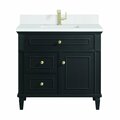 James Martin Vanities 36'' Single Vanity, Black Onyx w/ Single Hole 3 CM White Zeus Quartz Top & Backsplash 424-V36-BKO-1WZ